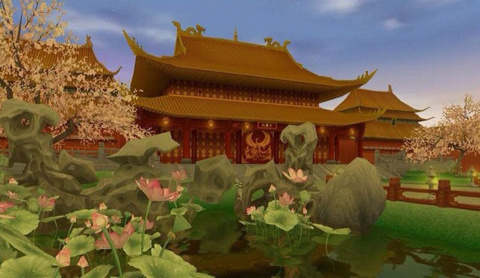 求古风春景的王府图片,类似于这种外面的,或是里面花园一角能看见花的