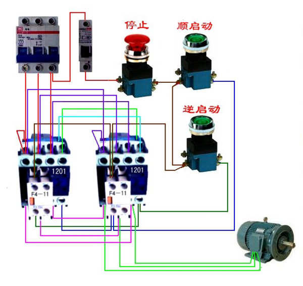 cj1201交流接触器怎么串联来控制电机的正反转