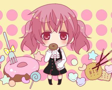 有没有关于动漫少女吃甜甜圈的图片?