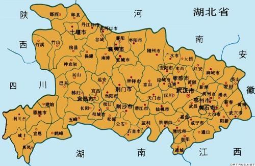 陕西省湖北省交汇地图