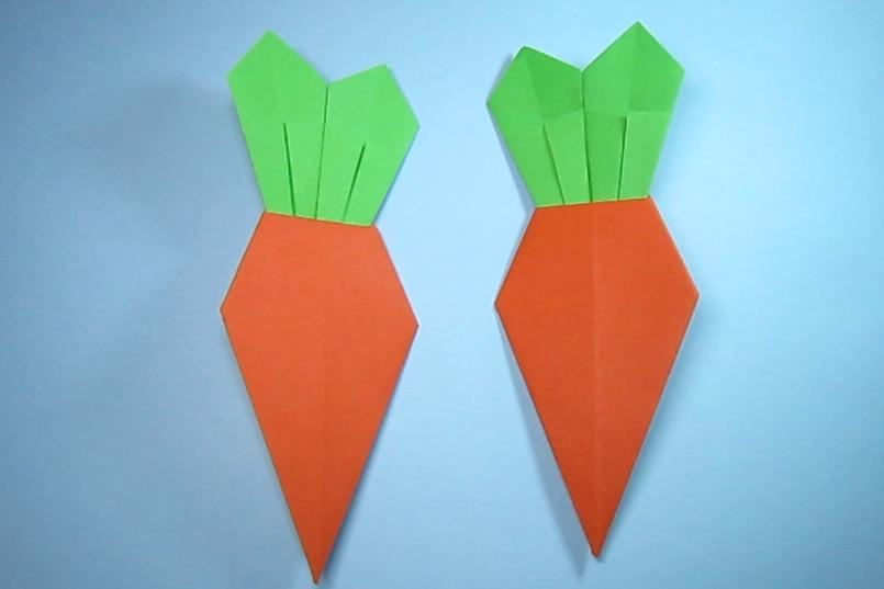 视频:儿童手工折纸胡萝卜,3分钟学会简单又漂亮胡萝卜的折法