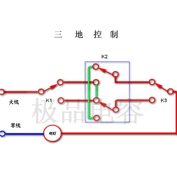 1105 中间这个开关是双刀双掷开关,经常称呼多控子和中途开关