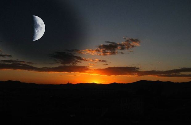 太阳和月亮一起图片图片