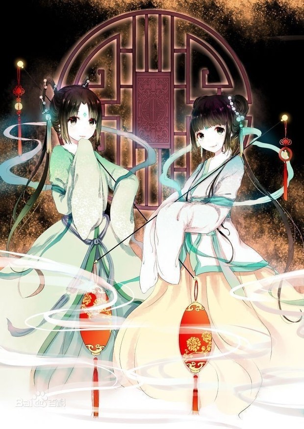 古方动漫双人图片,一个优雅一个活泼,谢谢啦