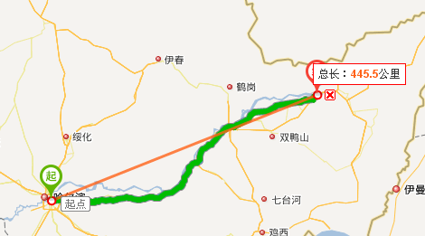 4.沿匝道行駛800米,直行 5.富錦市內駕車方案 1) 行駛1.