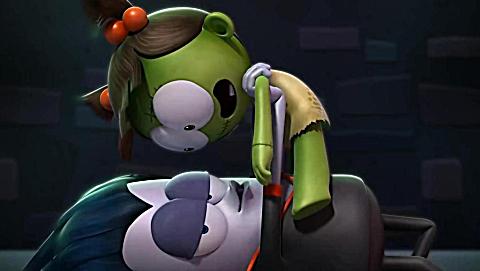 吸血鬼晕倒在地下, 小丧尸人工呼吸救他