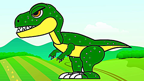 侏罗纪恐龙霸王龙简笔画 教小朋友着色画画