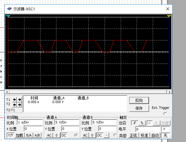 我用555定时器做多谐振荡器,仿真出来的波形为什么不是矩形波,求指点