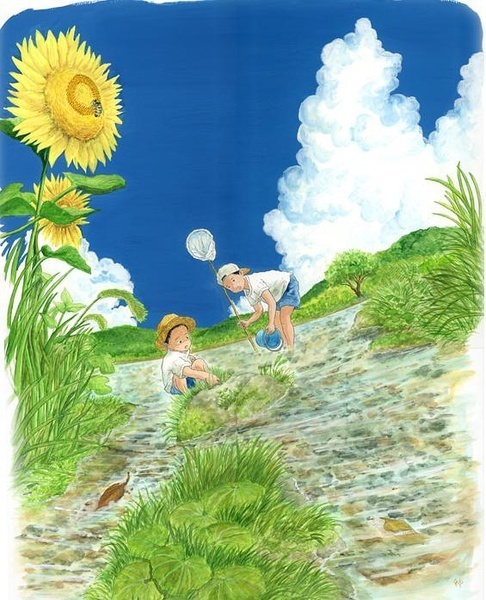 阳光下成长素描画花朵