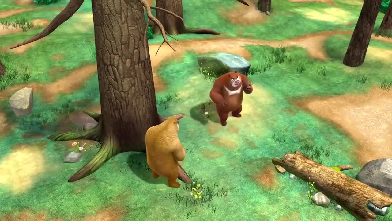 熊出没之秋日团团转:熊大跟熊二说给大树唱歌,听到歌声就会开心