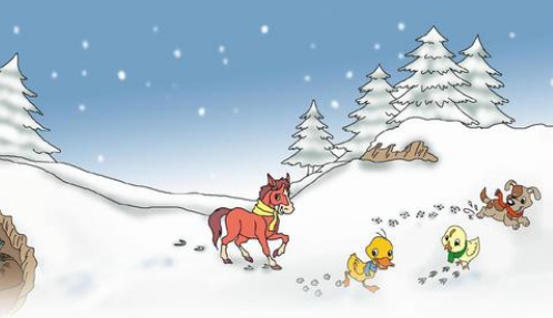 小学课文:下雪啦,下雪啦,雪地里来了一群小画家.后面是什么?
