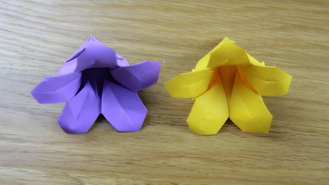 手工折纸喇叭花,漂亮的手工折纸花朵牵牛花,视频教程