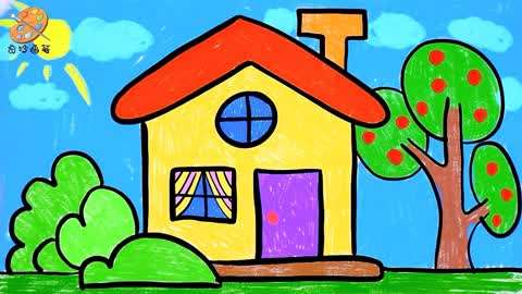 趣味儿童简笔画教学_20190911期-温馨小房子的简单画法