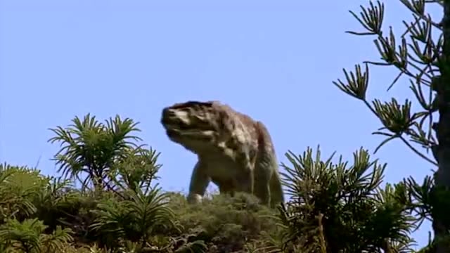 与恐龙同行:后颚兽让扁兽龙群一阵慌张,甚至有头扁兽龙竟被吓死了