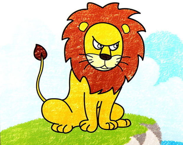 狮子简笔画图片彩色-简笔画彩色狮子