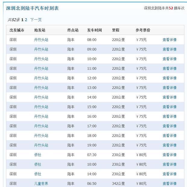 深圳北站坐大巴到陆丰城北客运站要多少钱
