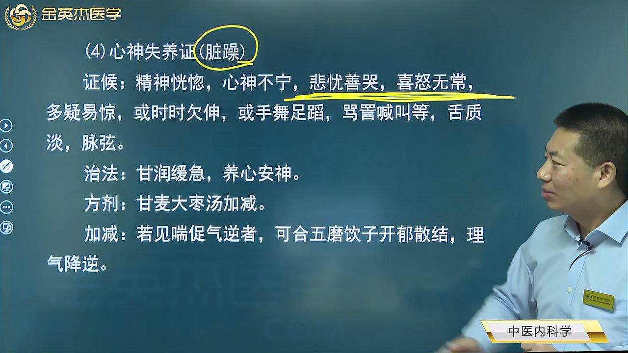 [图]中医内科学:郁证03心神失养证(脏躁)、心脾两虚证、心肾阴虚证