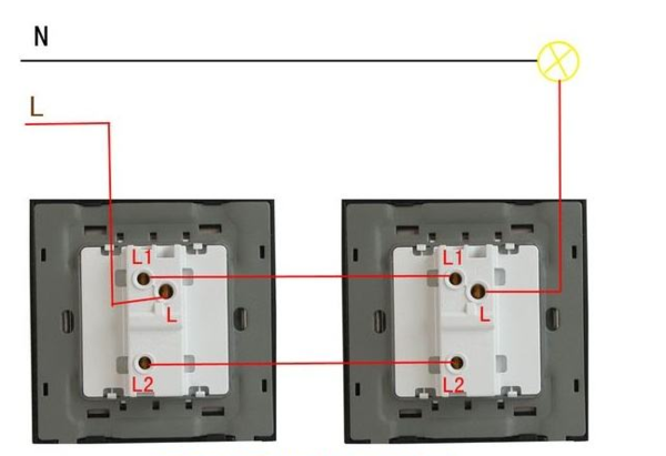 二控一灯实物接线图