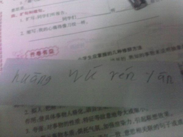 读拼音写词语huangwurenyan