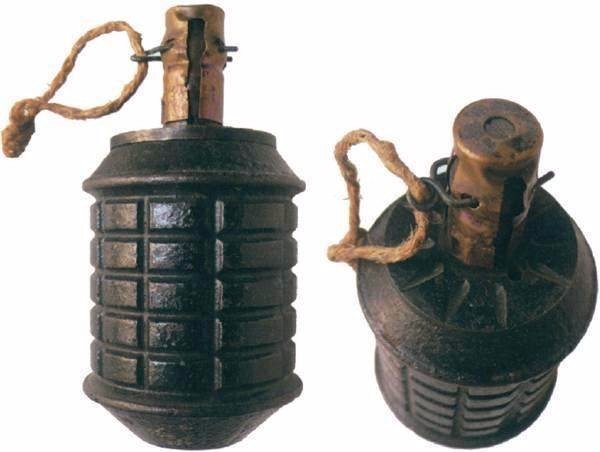 二战中日军装备了许多型号的手榴弹,二战前日军装备的有十年式手榴弹