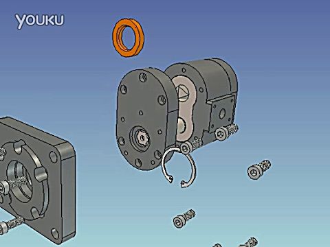 [图]液压与气压传动 教学视频素材 3.液压泵 齿轮泵装配动画