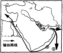 读中东地区图,完成下列问题: (1)石油主要分布