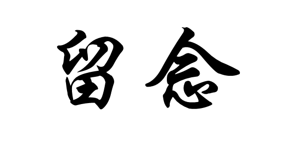 行楷 留念两字书法写法