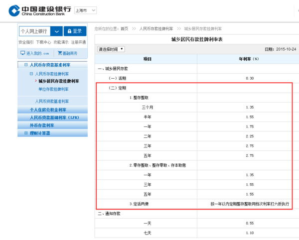 中国建设银行内蒙古金川分行订期一年利息多少