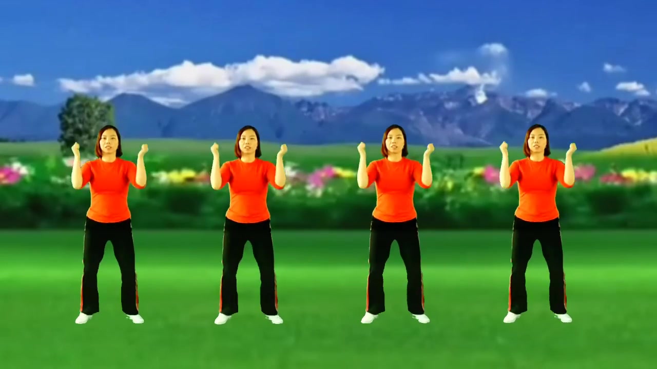 晨起做做中老年健身操,多扩胸,多扭腰,预防腰腿疼痛,延年益寿