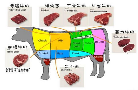 西餐中的牛排选用的是牛身上哪一部分的肉?