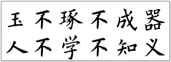 玉不琢不成器人不学不知义的毛笔楷书