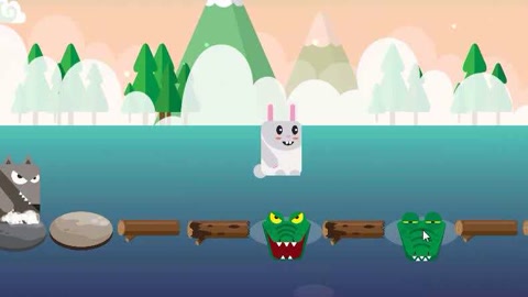 【小果果】方块 兔子别跑游戏大灰狼在追小 兔子一起帮助 兔子逃跑吧