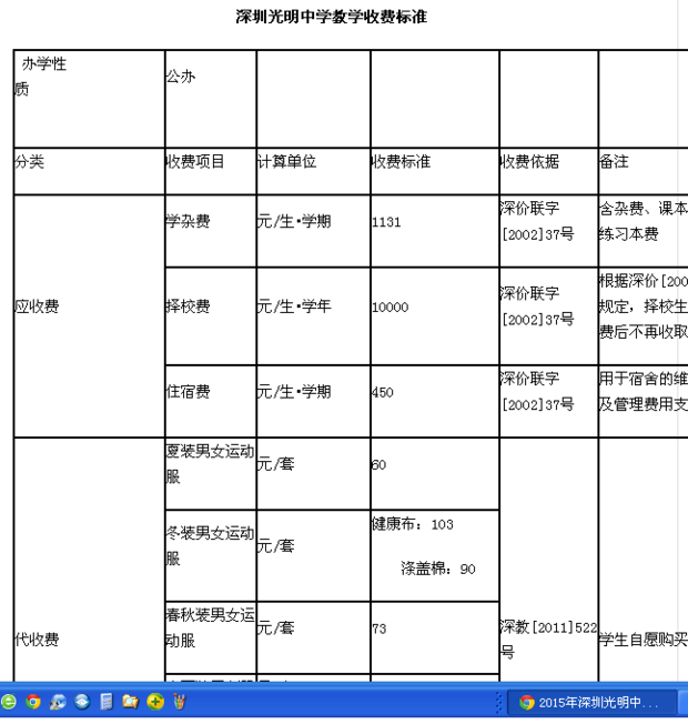 深圳市光明新区光明中英文书院高中要多少钱