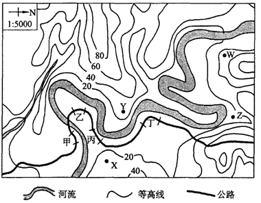 据图回答题.小题1:根据等高线地形图判断,图中河流的基本流向是( )a.