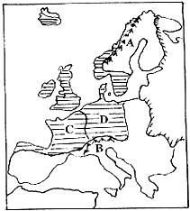 读欧洲西部图,完成下列问题: (1)写出数字所代表