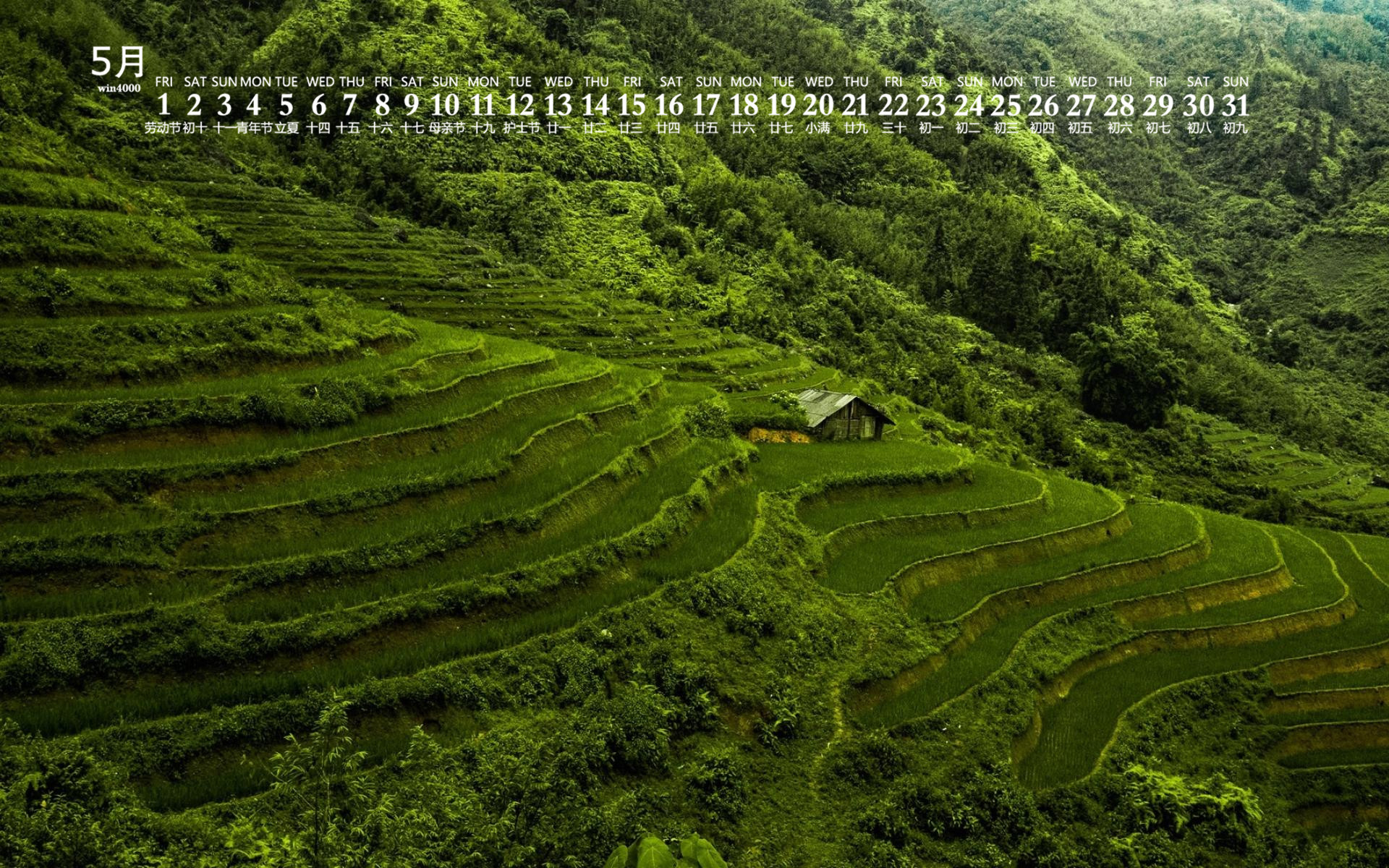 2020年5月绿色梯田风景日历壁纸[图3]