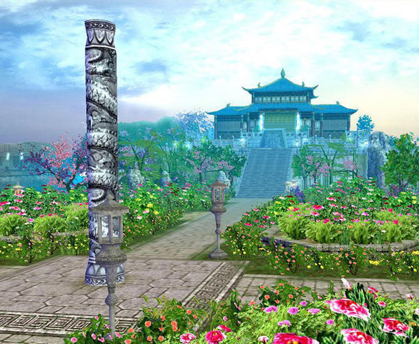 求古风春景的王府图片,类似于这种外面的,或是里面花园一角能看见花的
