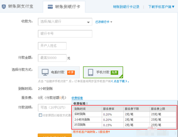 支付宝转账到银行卡的限额是多少