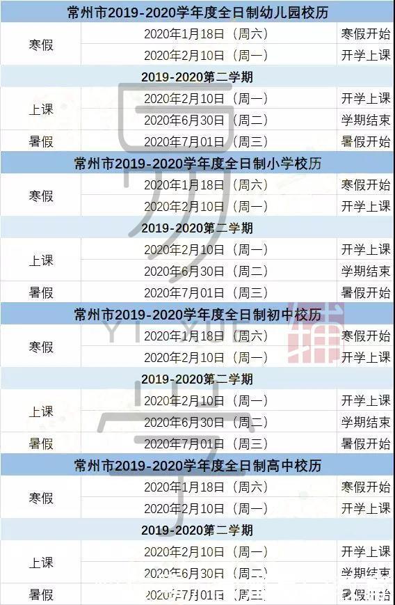 2020年小学生暑假放假时间安排