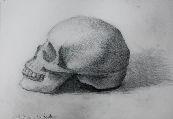 动漫骷髅头侧面怎么画