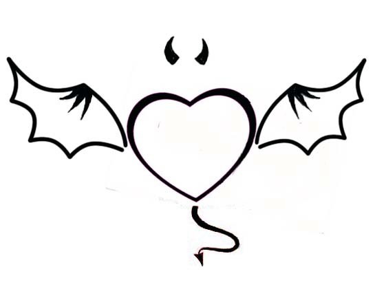 请帮我设计个纹身图案:男符号加恶魔翅膀,女符