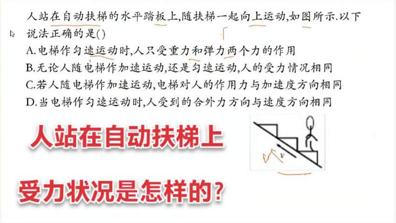 [图]高中物理基础知识必考点,人在自动扶梯上受力吗?很多人容易做错