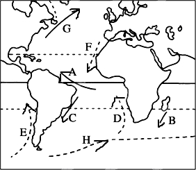 世界洋流分布图黑白图片