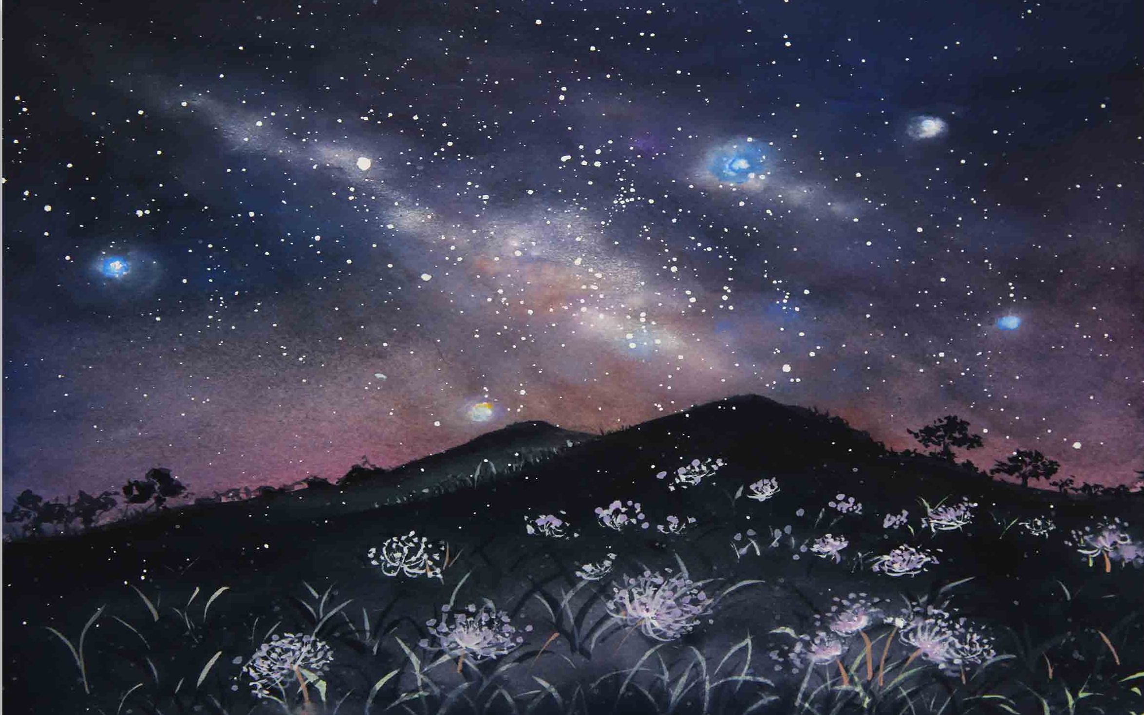 【手绘插画】简单而唯美的水彩星空教学!