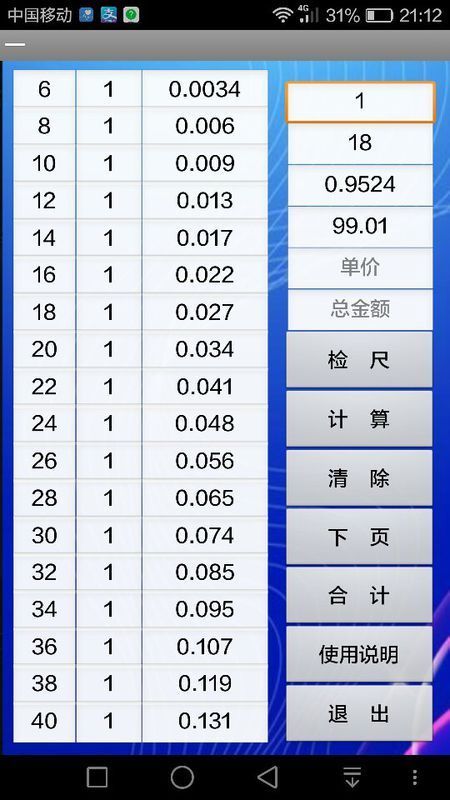 一米长木材材积表