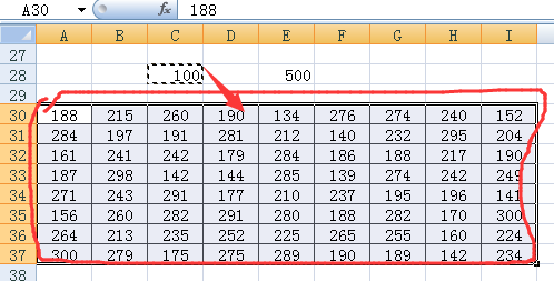 exceld表格怎么全部数字加100