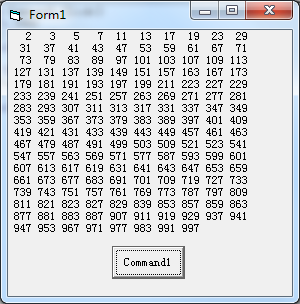 用vb求出1-1000中所有的素数