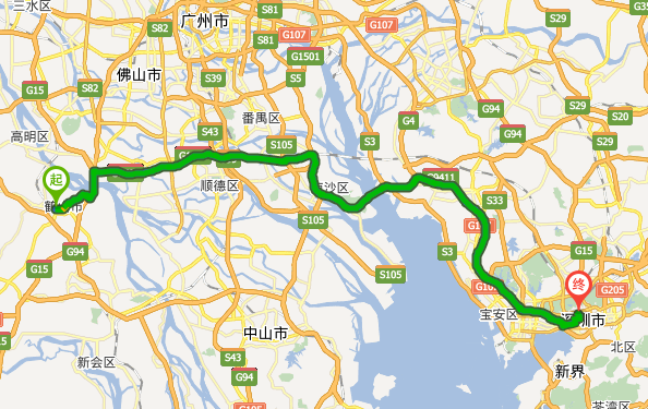 从广州冮门鹤山市到深圳北大医院有多少公里