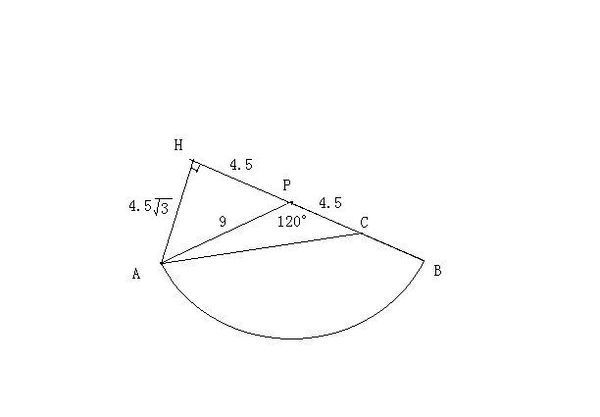 把錐形展開成扇形 扇形弧長即為圓錐底面周長為2πr=2*π*3=6π 設