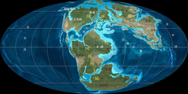 急求远古恐龙时期地球板块分布的图片